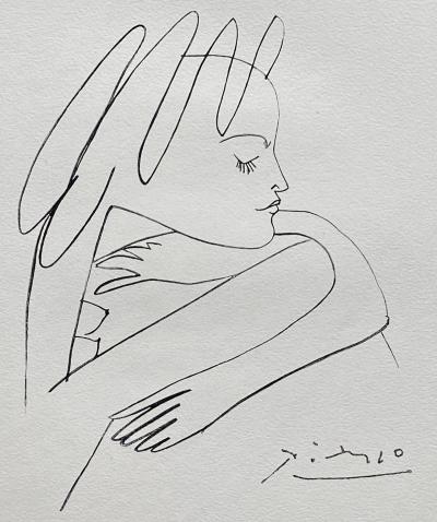 Pablo PICASSO - Femme de profil, 1954 - Gravure signée dans la planche 2